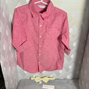 Janie and Jack shirt NWT Button-Up rose color 5 and a nwt tie light yellow 6 +up
